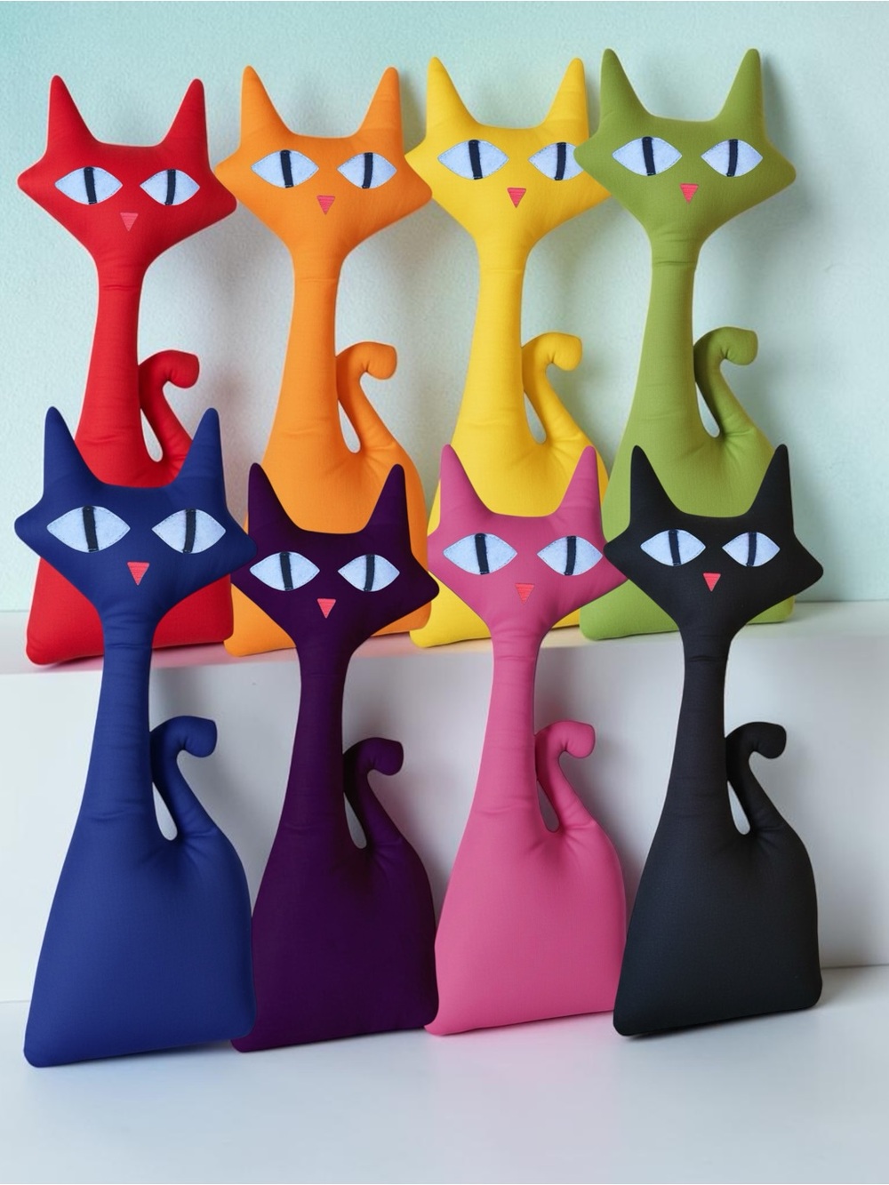 Handmade Solid Color Atomic Cat MCM Decorative Pillow Plush